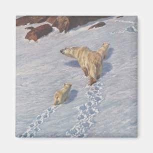 Polarbärenfamilie im arktischen Schnee Magnet
