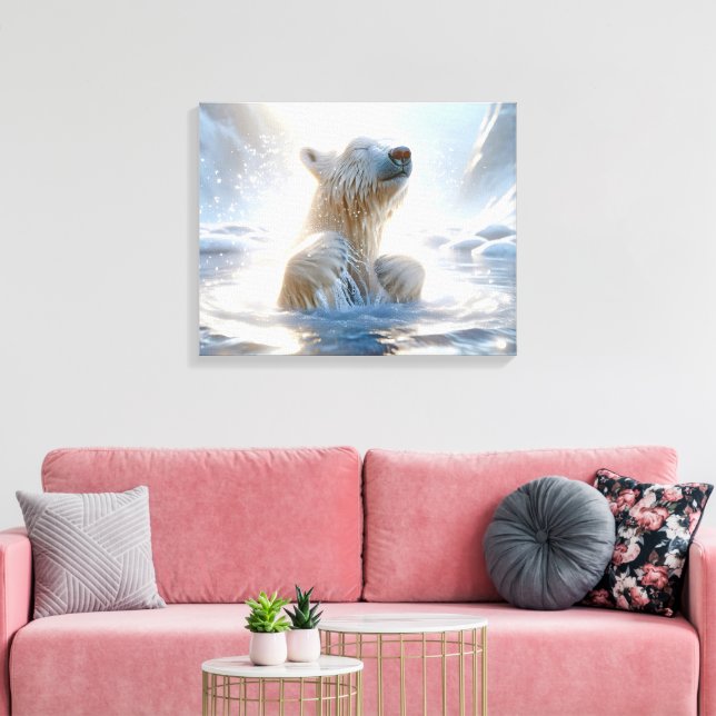 Polarbärenpest in arktischem Wasser Leinwanddruck (Insitu (Wohnzimmer))