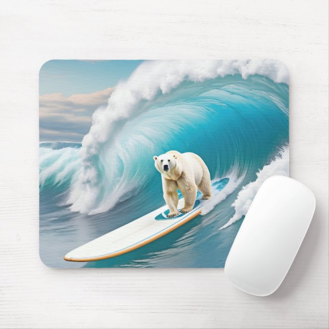 Polarbärsurfen auf einem Surfbrett Mousepad (Mit Mouse)