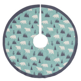 Polare Bärn-Marine-Blau-aquamarines gemustertes Polyester Weihnachtsbaumdecke