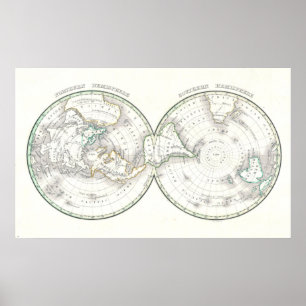 Polare Karte der Welt Poster