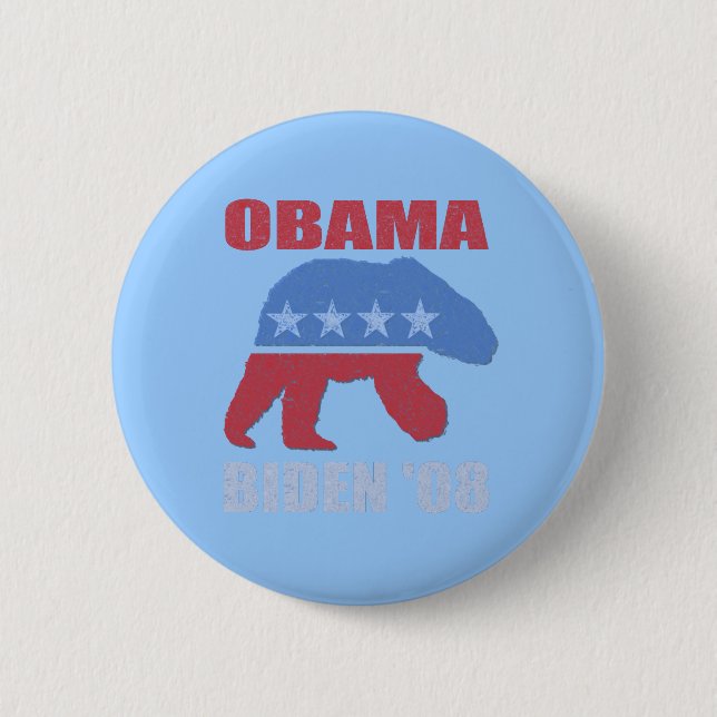 Polarer Bär Obama Biden '08 Knopf-Button Button (Vorderseite)