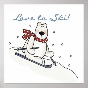 Polarer Bärn-Liebe, Ski zu fahren T - Shirts und Poster