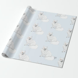 Polarfuchs-Adorable-Airbrush-Muster Eisblau Geschenkpapier