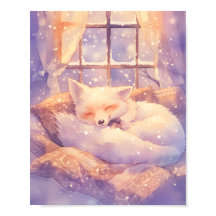 Polarfuchs-Schlafzimmer-Wandkunst-Druckposter