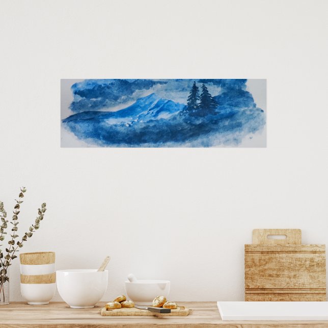 Polargebirge und Baumlandschaft Poster (Küche)