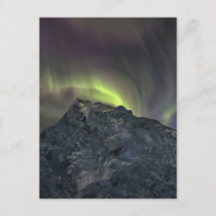 Polarlicht Aurora Borealis   Eisberg Jokulsarlon I Postkarte