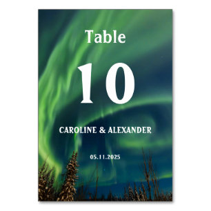 Polarlicht Aurora Borealis Nachthimmel Hochzeit  Tischnummer