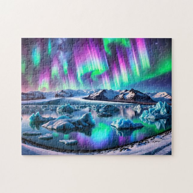 Polarlicht Island Landschaft mit Nordlichtern (Horizontal)