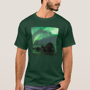 Polarlicht Lofoten Strand Norwegen T-Shirt