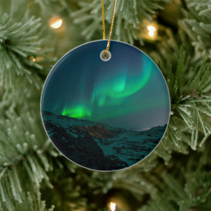 Polarlicht Nordlicht arktischer Nachthimmel Keramik Ornament