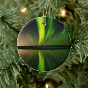 Polarlicht Nordlicht arktischer Nachthimmel Keramik Ornament