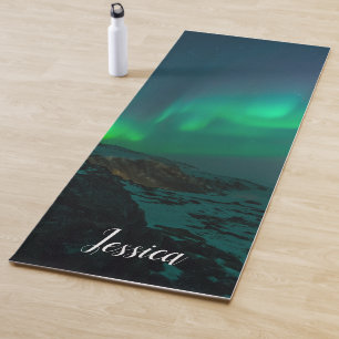 Polarlicht Nordlichter Arktische Berge Yogamatte