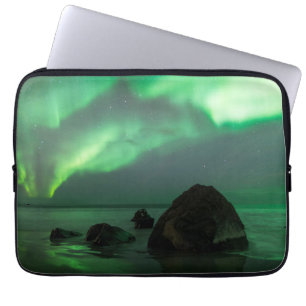 Polarlicht Strand Lofoten Norwegen Laptopschutzhülle