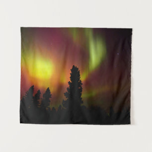 Polarlicht und Bäume Wandteppich