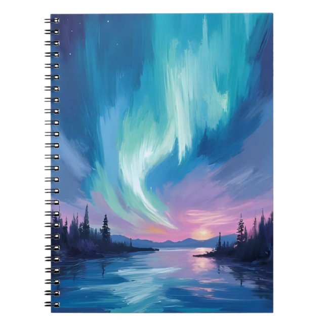 Polarlichter Winter Wasserfarbe Notizblock (Vorderseite)