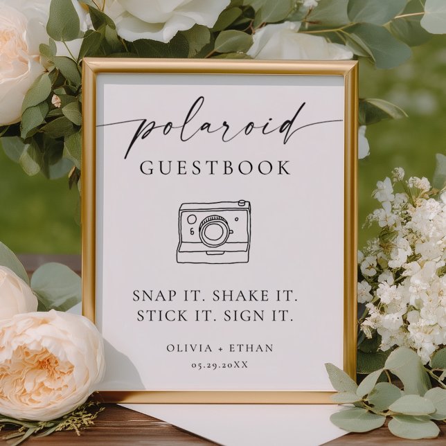 Polaroid Photo Wedding Guestbook Sign Poster (Polaroid Photo Wedding Guest Book Sign)