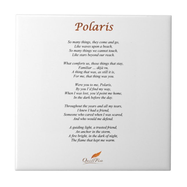 Polarstern-Gedicht auf Keramik-Fliese Fliese (Vorderseite)