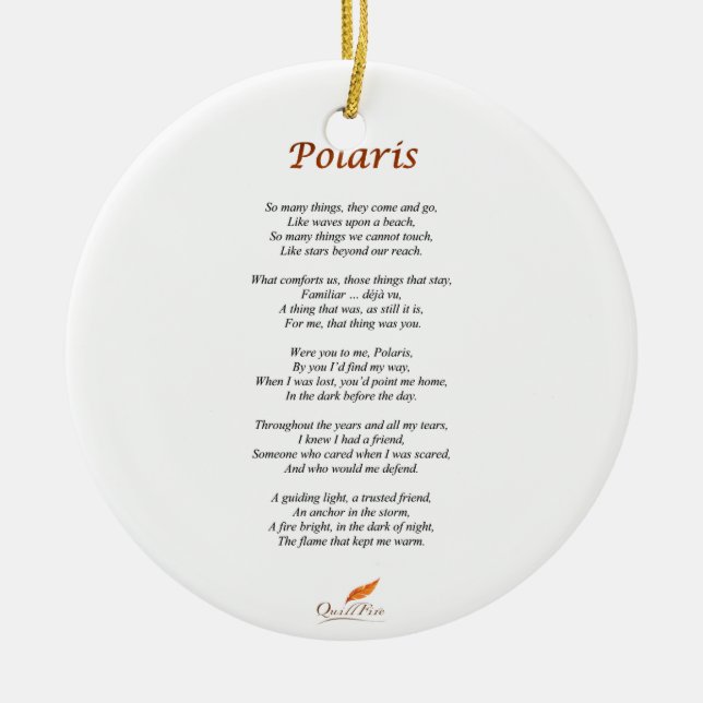 Polarstern-Gedicht auf Kreis-Verzierung Keramikornament (Vorne)