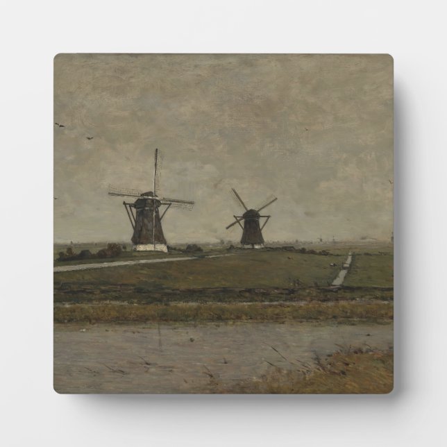 Polder mit Mills bei Overschie Fotoplatte (Vorderseite)