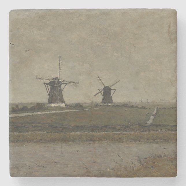 Polder mit Mills bei Overschie Steinuntersetzer (Vorderseite)