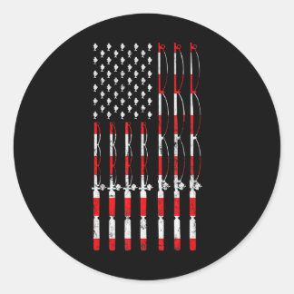 Pole American USA Flag Patriotic Fishing Runder Aufkleber