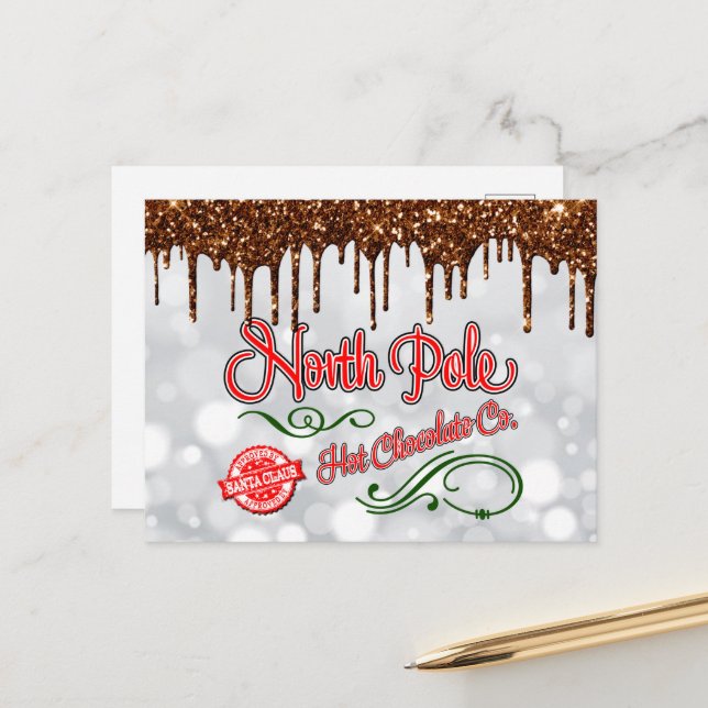 Pôle Nord chocolat chaud Carte postale (Devant/Arrière en situation)