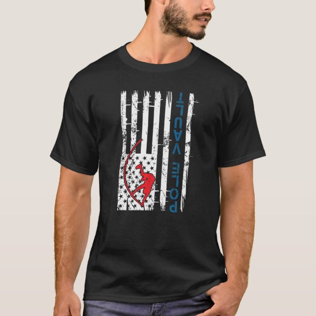 Pole Vaulback American Flag Updown Pole Jumpi T-Shirt (Vorderseite)