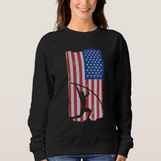 Pole Vault Athlete USA Flag  Vaulter  Pole Jumping Sweatshirt
