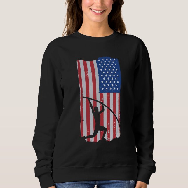 Pole Vault Athlete USA Flag  Vaulter  Pole Jumping Sweatshirt (Vorderseite)