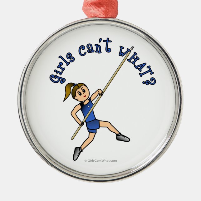 Pole Vault - Blau (Licht) Silbernes Ornament (Vorne)
