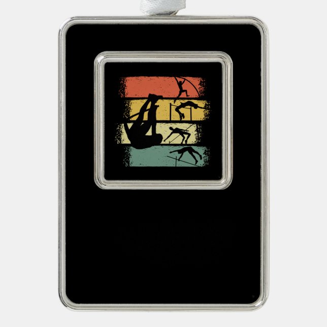 Pole Vault Retro Vintag Rahmen-Ornament Silber (Vorderseite)