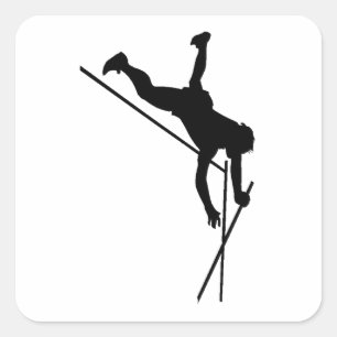 Pole Vaulter-Silhouette Quadratischer Aufkleber