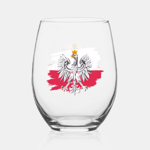 Polen, Adler, Polnische Flagge Weinglas Ohne Stiel