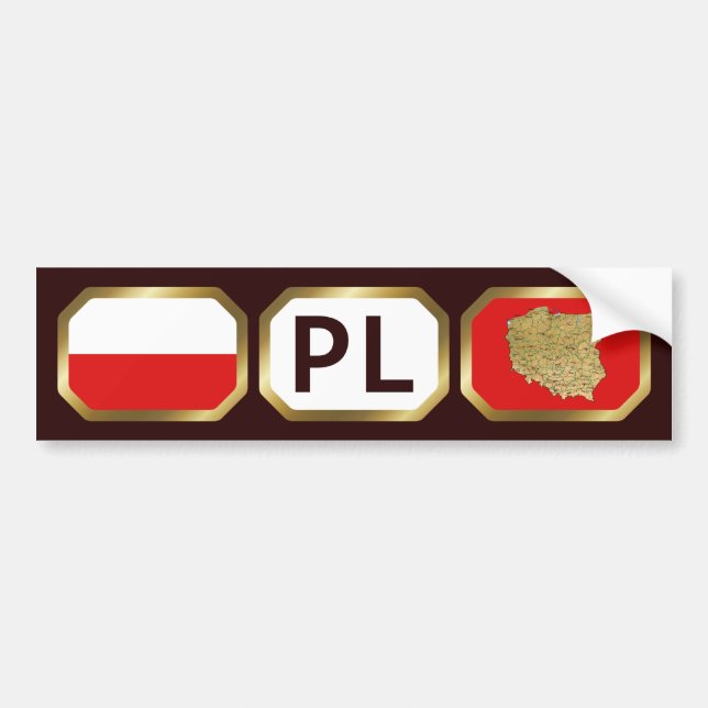 Polen Autoaufkleber der Flaggenkarte (Vorne)