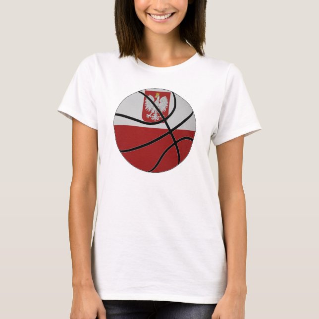 Polen-Basketball-Damen-Spaghetti-Spitze T-Shirt (Vorderseite)