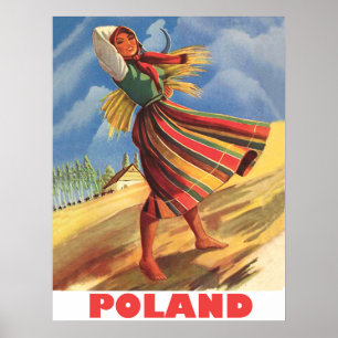 Polen, Dorffrau auf dem Feld Poster