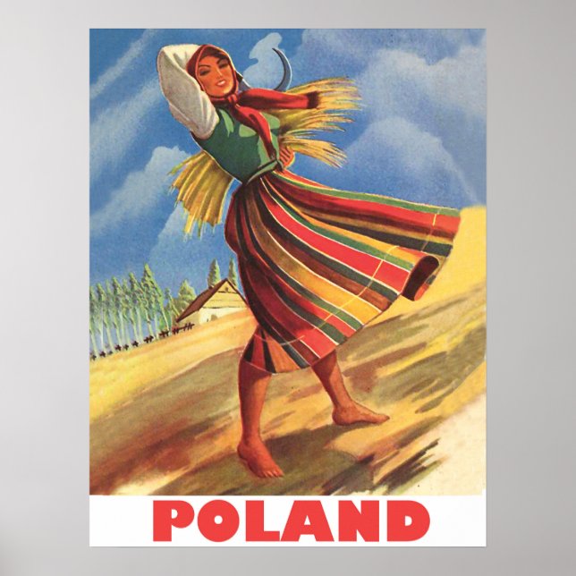 Polen, Dorffrau auf dem Feld Poster (Vorne)