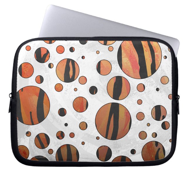 Polen Dot Tiger Hot orange und Black Print Laptopschutzhülle (Vorderseite)