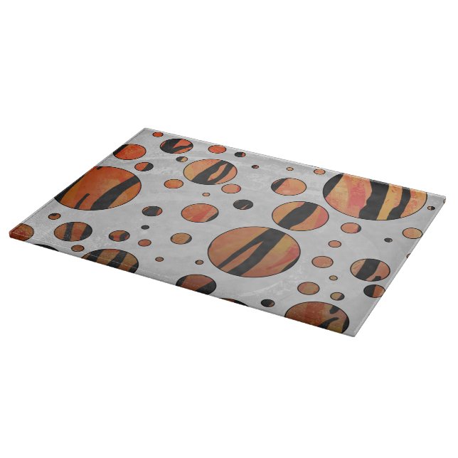 Polen Dot Tiger Hot orange und Black Print Schneidebrett (Ecke)