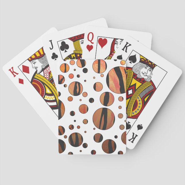 Polen Dot Tiger Hot orange und Black Print Spielkarten (Rückseite)