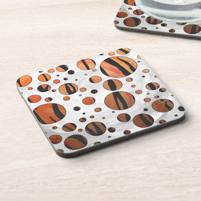 Polen Dot Tiger Hot orange und Black Print Untersetzer (Linke Seite)