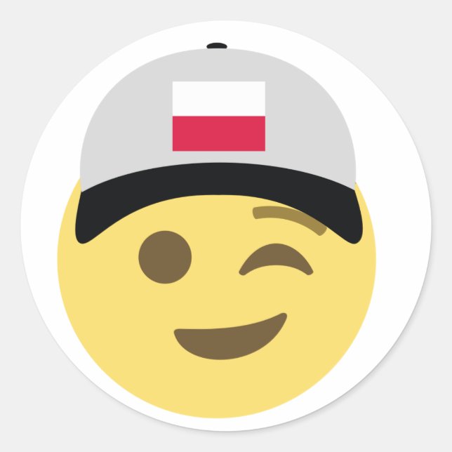 Polen Emoji Baseball Hat Runder Aufkleber (Vorderseite)