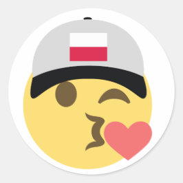 Polen Emoji Baseball Hat Runder Aufkleber
