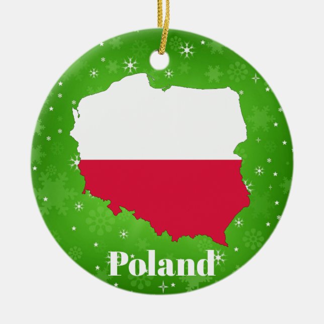 Polen - Flag - Karte Weihnachten Keramik Ornament (Vorne)