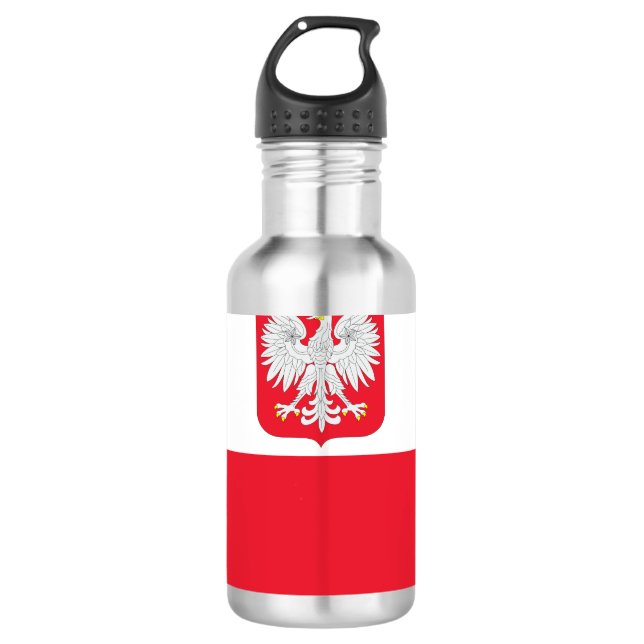 Polen-Flagge Edelstahlflasche (Vorderseite)