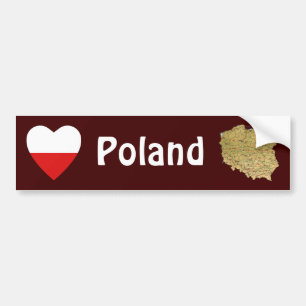 Polen Flagge Herz + Karte Aufkleber Autoaufkleber