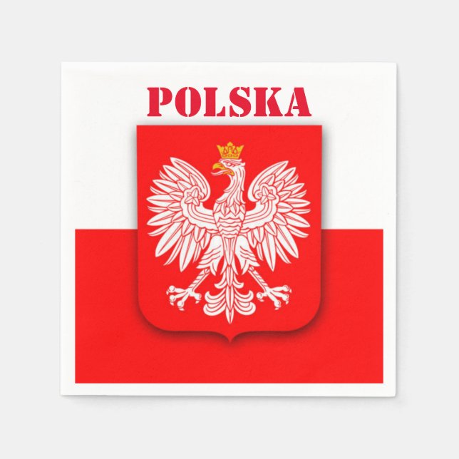 Polen Flagge Patriotische Fußball-Fußball Polska Serviette (Vorderseite)
