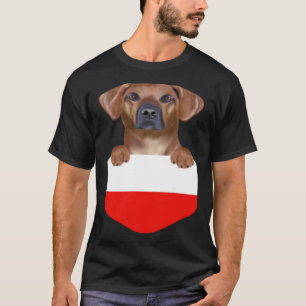 Polen Flagge Rhodesian Ridgeback Hund in Pocket T-Shirt
