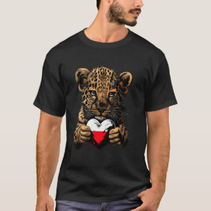 Polen Flagge Süßer Leopard Herz Polnische Wurzeln T-Shirt